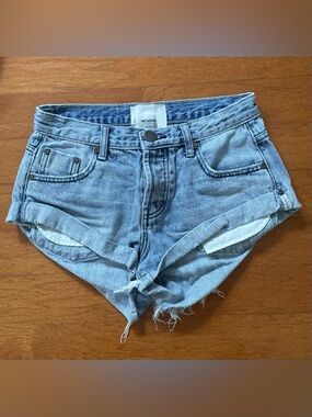 One Teaspoon Light Wash Rolled Hem Denim Shorts